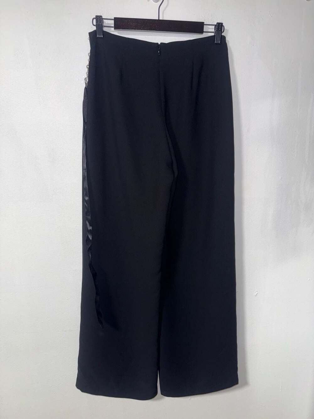 Lillie Rubin Black Wide Leg Pants with Pearl Belt Size 4 Style 5475